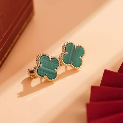 [⭐Spark]CLOVER MEDIUM 1 MOTIFS MALACHITE  EARRINGS