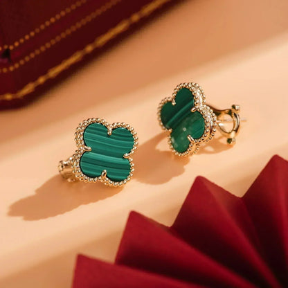 [⭐Spark]CLOVER MEDIUM 1 MOTIFS MALACHITE  EARRINGS