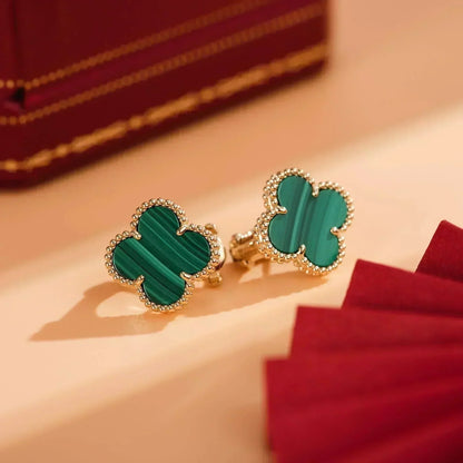 [⭐Spark]CLOVER MEDIUM 1 MOTIFS MALACHITE  EARRINGS
