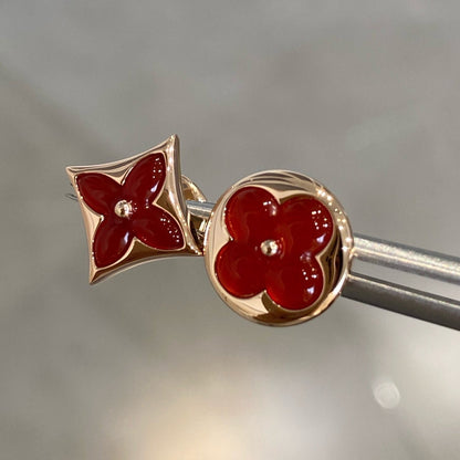 [⭐Spark]STAR AND SUN PINK GOLD CARNELIAN STUD EARRINGS