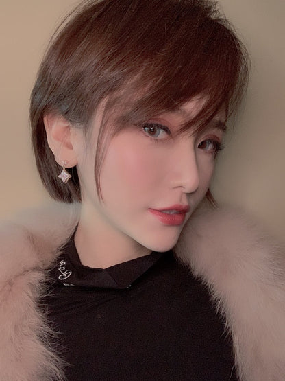 [⭐Spark]DOUBLE STAR PINK GOLD MOP DROP EARRINGS