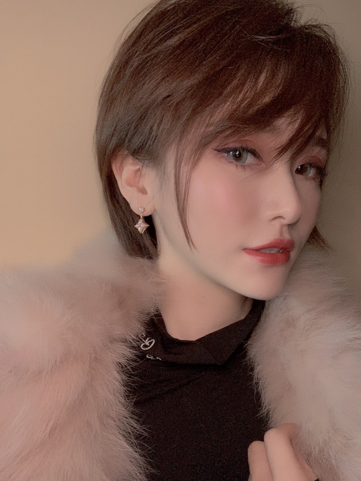 [⭐Spark]DOUBLE STAR PINK GOLD MOP DROP EARRINGS