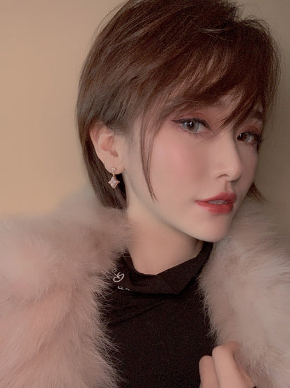 [⭐Spark]DOUBLE STAR PINK GOLD MOP DROP EARRINGS