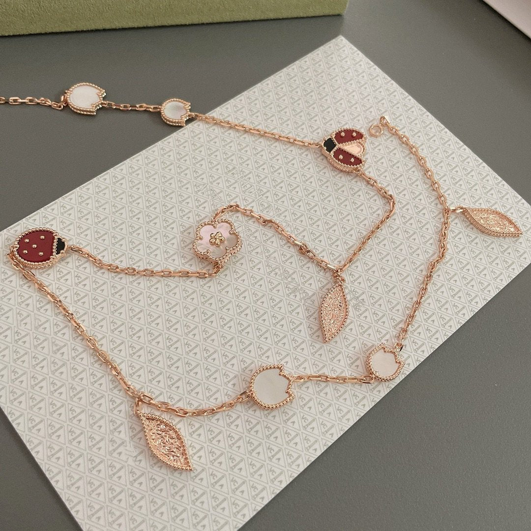 [⭐Spark]LUCKY SPRING 15 MOTIFS ROSE GOLD NECKLACE