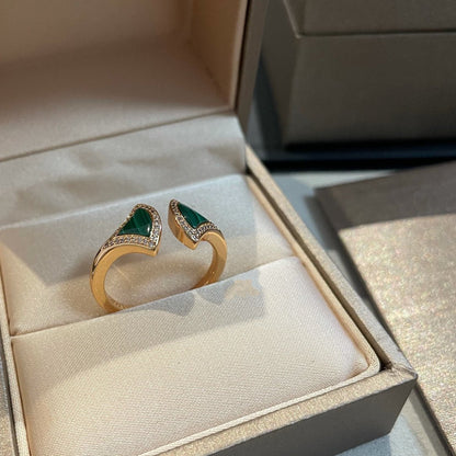 [⭐Spark]DREAM MALACHITE DIAMOND OPEN RING
