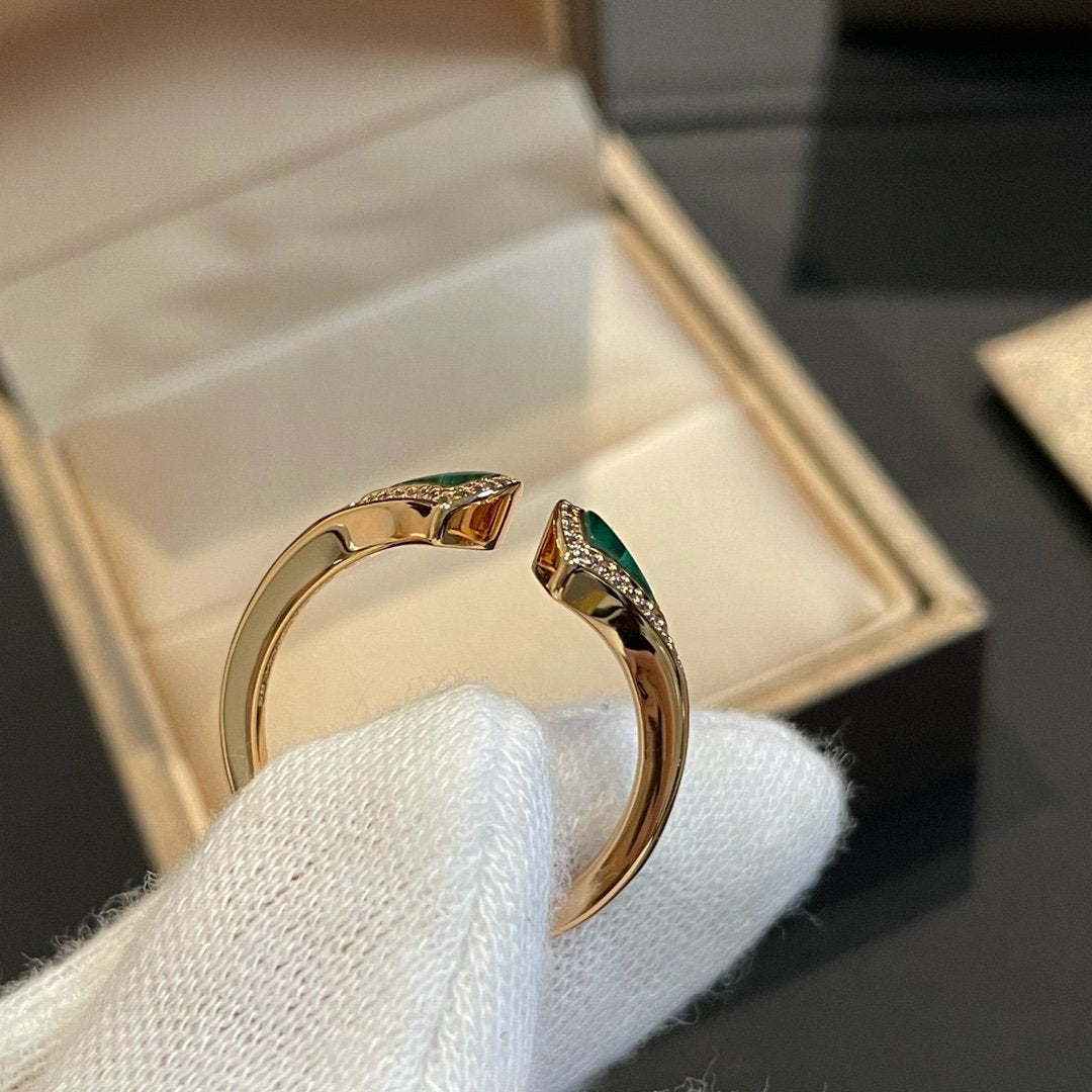 [⭐Spark]DREAM MALACHITE DIAMOND OPEN RING