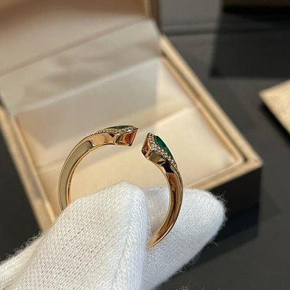 [⭐Spark]DREAM MALACHITE DIAMOND OPEN RING