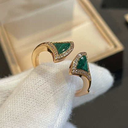 [⭐Spark]DREAM MALACHITE DIAMOND OPEN RING