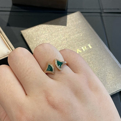[⭐Spark]DREAM MALACHITE DIAMOND OPEN RING