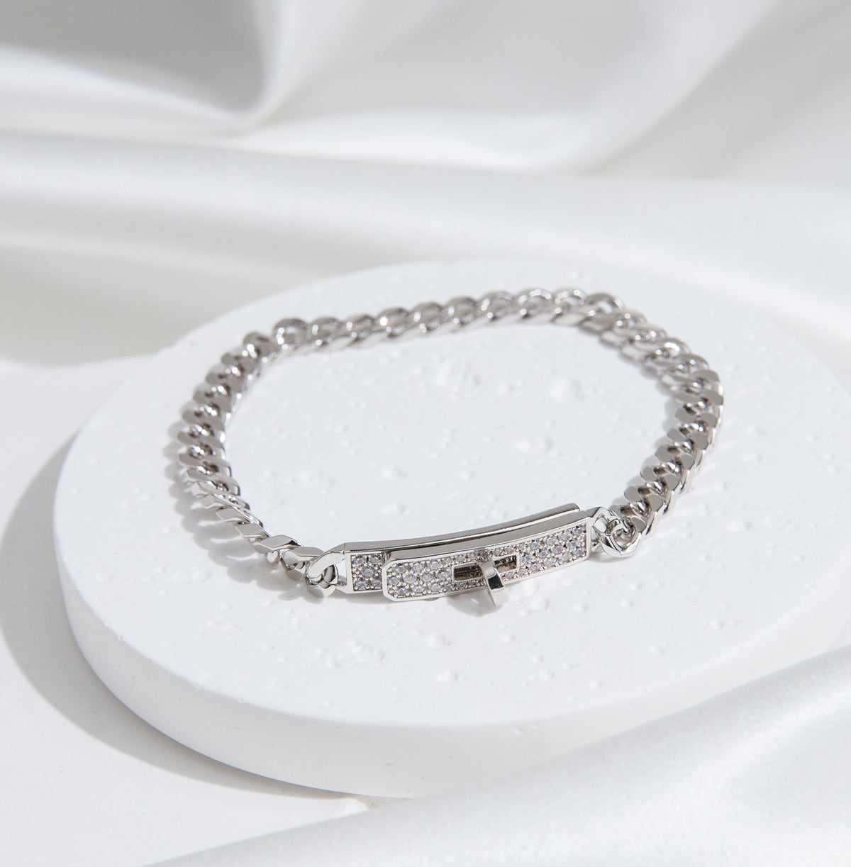 [⭐Spark]KELLY CHAIN SILVER DIAMOND BRACELET