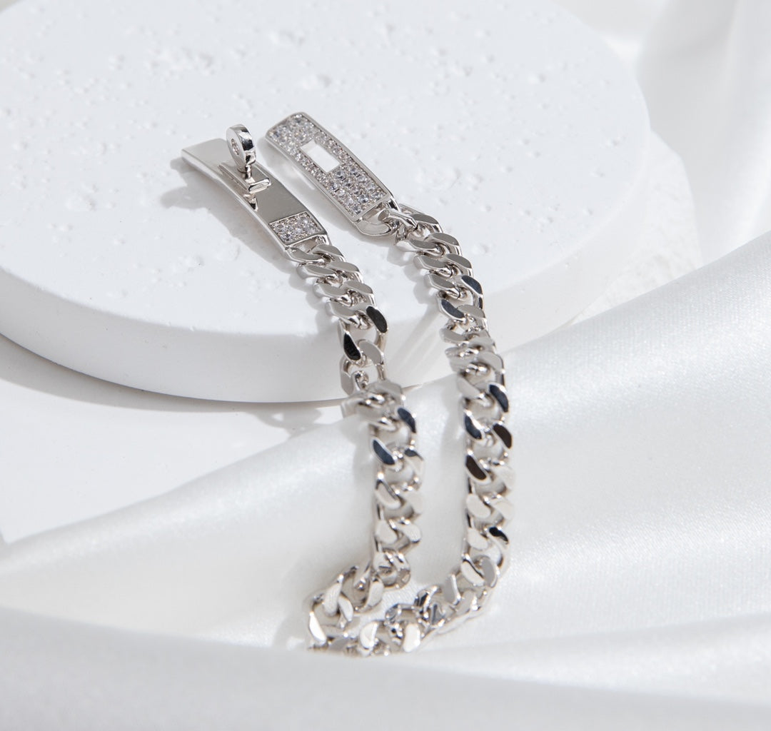 [⭐Spark]KELLY CHAIN SILVER DIAMOND BRACELET