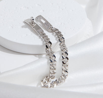 [⭐Spark]KELLY CHAIN SILVER DIAMOND BRACELET