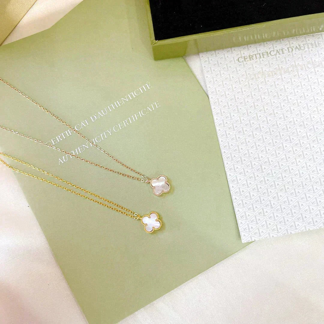 [⭐Spark]CLOVER MINI 9.5MM WHITE MOTHER-OF-PEARL NECKLACE
