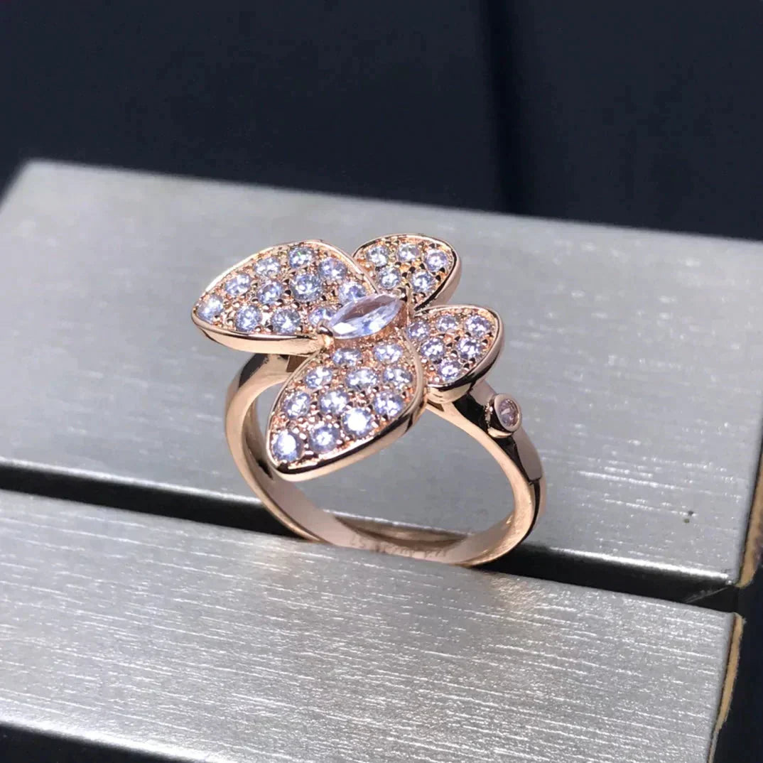[⭐Spark]BUTTERFLY PINK GOLD DIAMOND RING