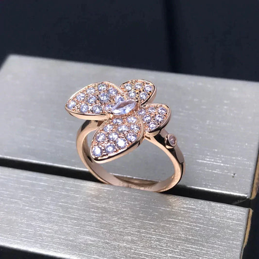 [⭐Spark]BUTTERFLY PINK GOLD DIAMOND RING