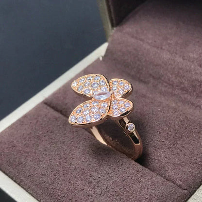 [⭐Spark]BUTTERFLY PINK GOLD DIAMOND RING