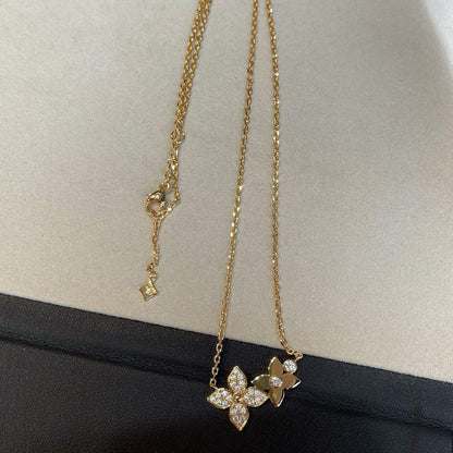 [⭐Spark]STAR BLOSSOM NECKLACE PINK GOLD DIAMONDS