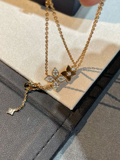 [⭐Spark]STAR BLOSSOM NECKLACE PINK GOLD DIAMONDS