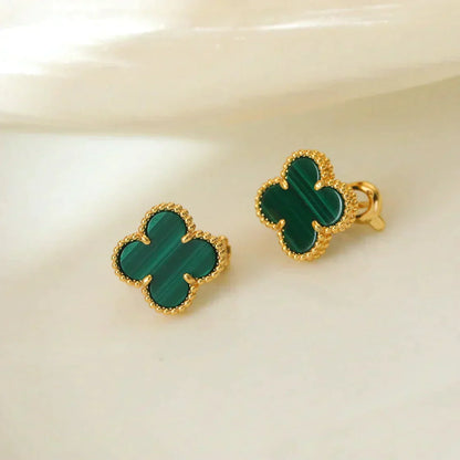 [⭐Spark]CLOVER MEDIUM 1 MOTIFS MALACHITE  EARRINGS