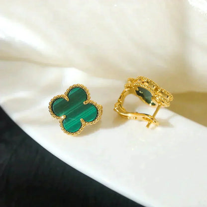 [⭐Spark]CLOVER MEDIUM 1 MOTIFS MALACHITE  EARRINGS