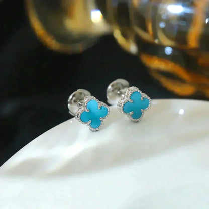 [⭐Spark]CLOVER MINI 9.5MM ONYX STUD EARRINGS SILVER
