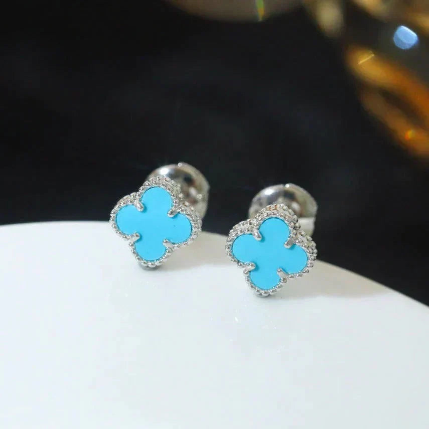 [⭐Spark]CLOVER MINI 9.5MM ONYX STUD EARRINGS SILVER