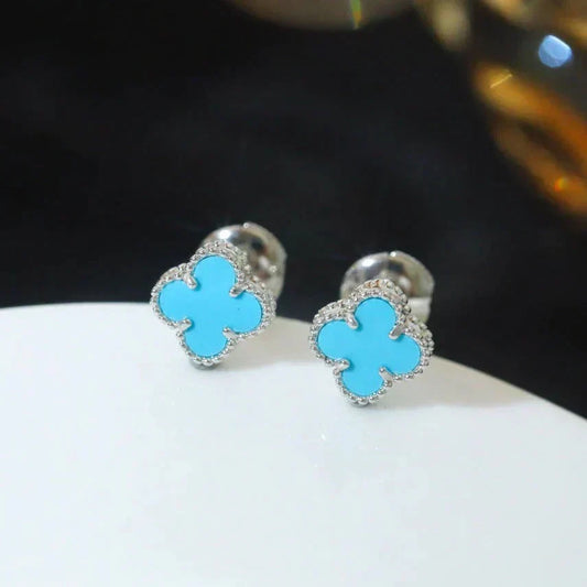 [⭐Spark]CLOVER MINI 9.5MM ONYX STUD EARRINGS SILVER