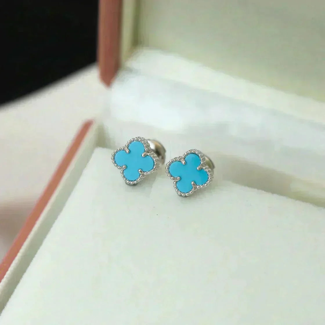 [⭐Spark]CLOVER MINI 9.5MM ONYX STUD EARRINGS SILVER