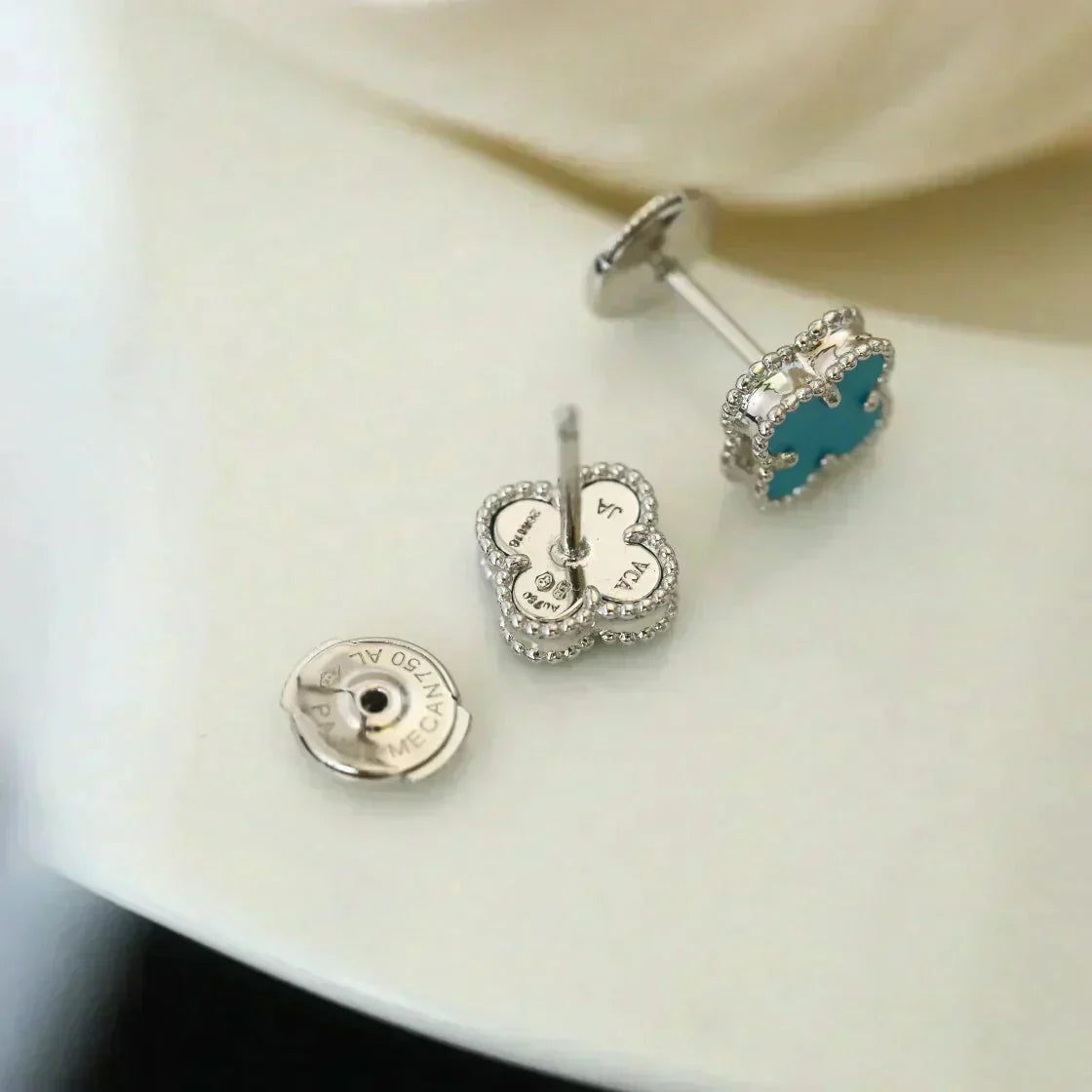 [⭐Spark]CLOVER MINI 9.5MM ONYX STUD EARRINGS SILVER
