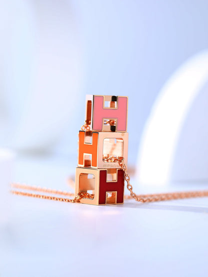 [⭐Spark]H CAGE PINK GOLD NECKLACE