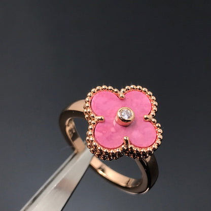 [⭐Spark]CLOVER RHODONITE ROSE GOLD RING