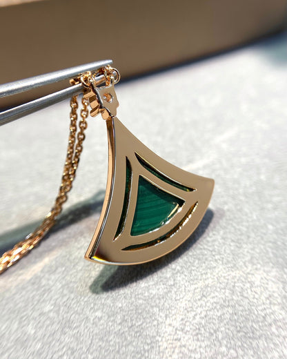 [⭐Spark]DREAM MALACHITE DIAMOND PAVED PINK GOLD NECKLACE