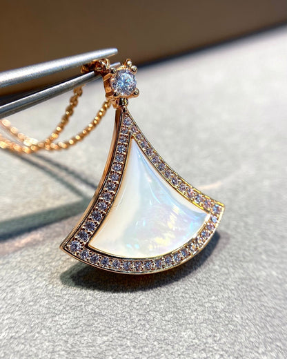 [⭐Spark]DREAM MOP DIAMOND PAVED PINK GOLD NECKLACE