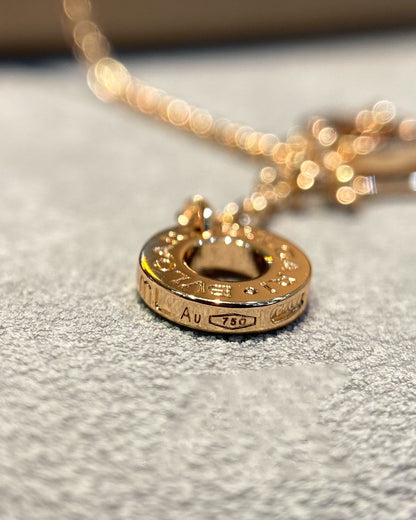 [⭐Spark]DREAM MOP DIAMOND PAVED PINK GOLD NECKLACE