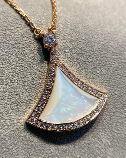 [⭐Spark]DREAM MOP DIAMOND PAVED PINK GOLD NECKLACE