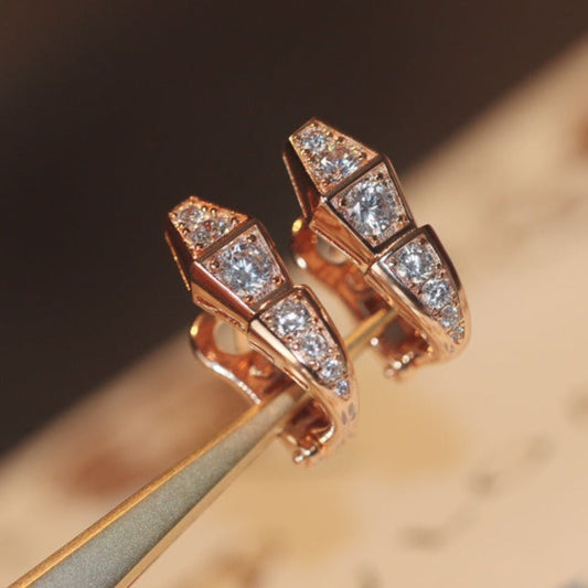 [⭐Spark]SERPENT PINK GOLD DIAMOND EARRINGS