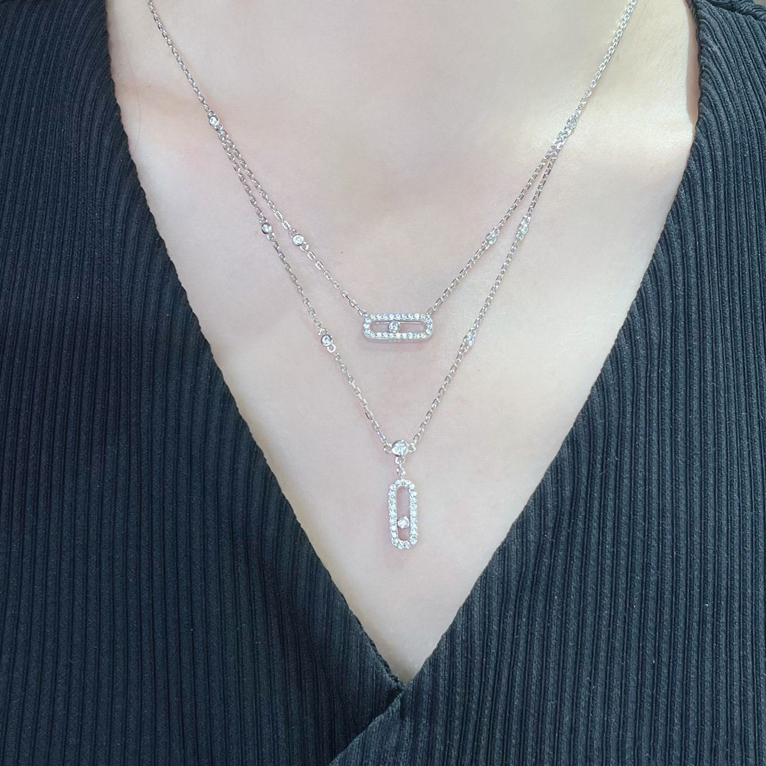 [⭐Spark]MOVE 2 ROW DIAMOND NECKLACE