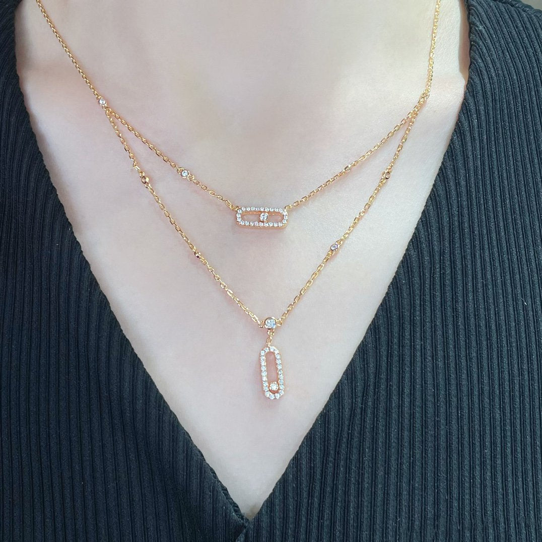 [⭐Spark]MOVE 2 ROW DIAMOND NECKLACE