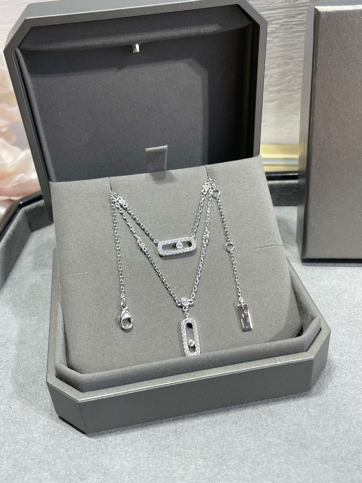 [⭐Spark]MOVE 2 ROW DIAMOND NECKLACE
