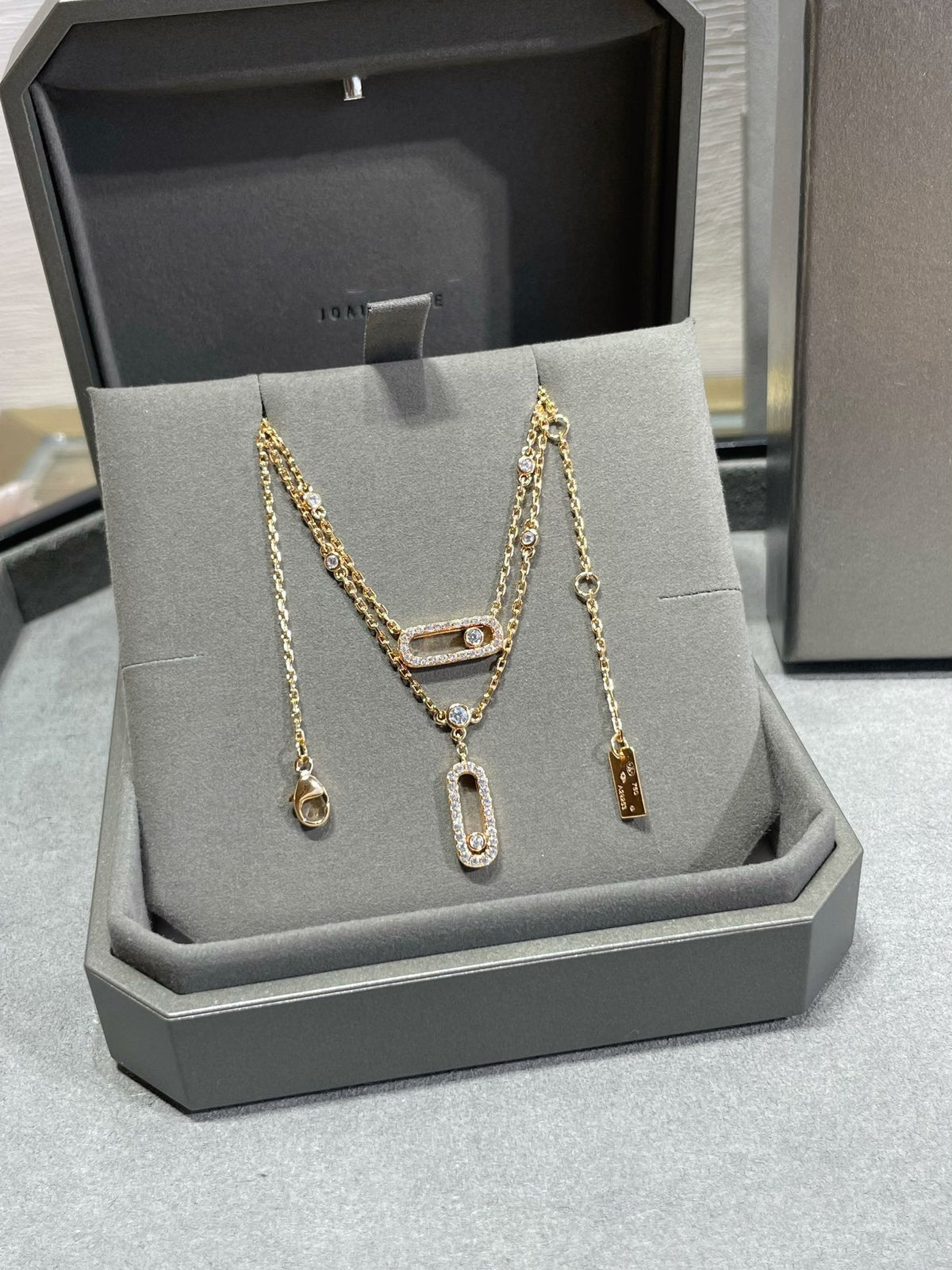 [⭐Spark]MOVE 2 ROW DIAMOND NECKLACE