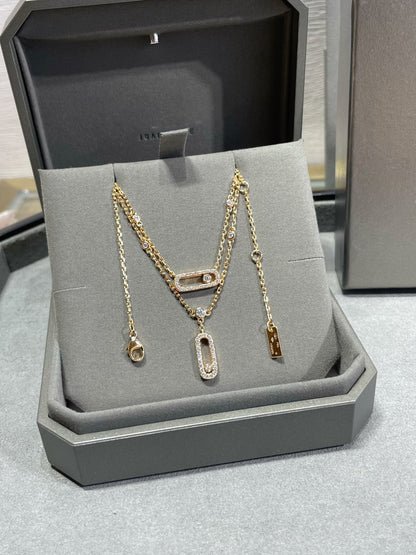 [⭐Spark]MOVE 2 ROW DIAMOND NECKLACE