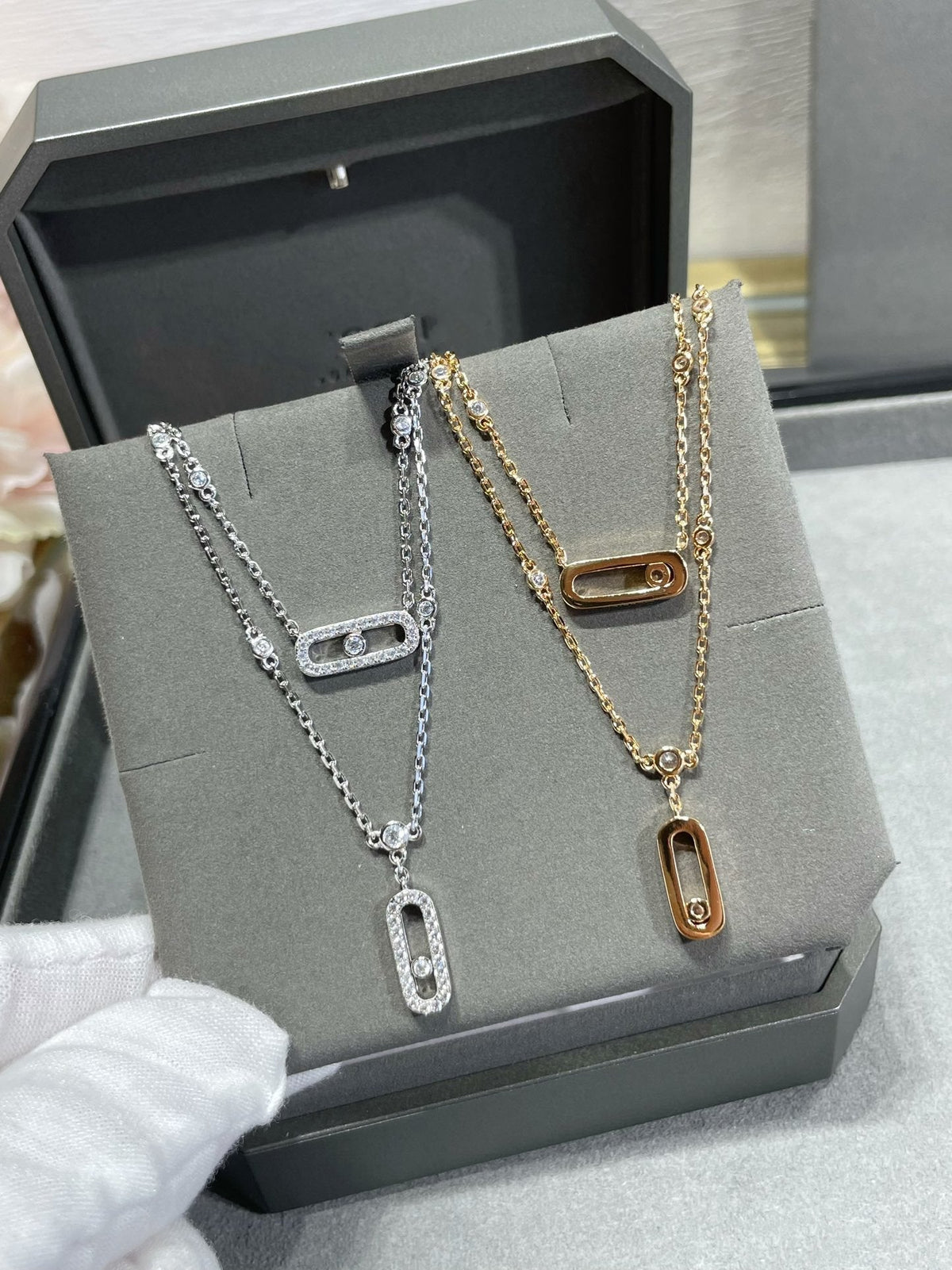 [⭐Spark]MOVE 2 ROW DIAMOND NECKLACE