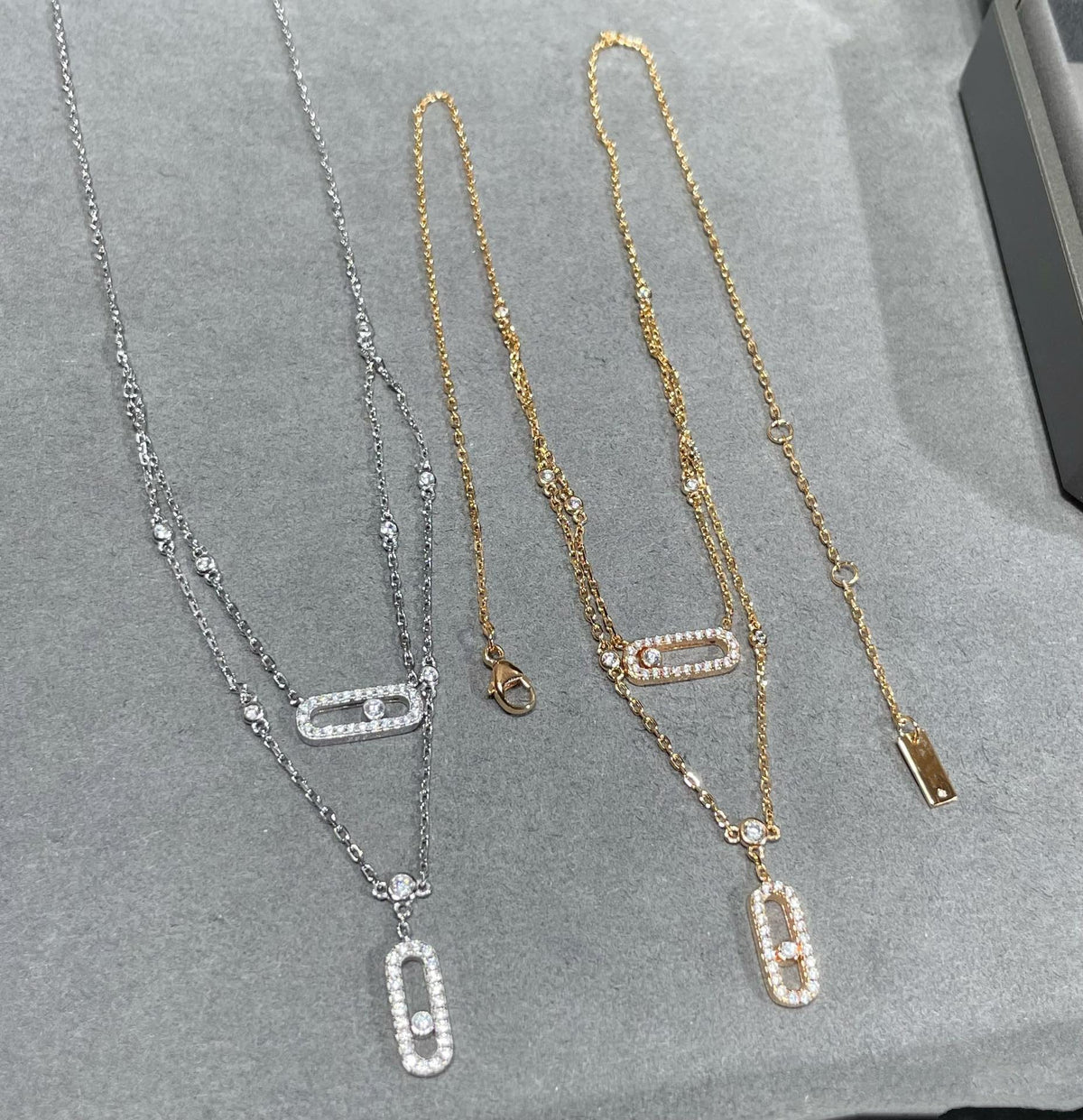 [⭐Spark]MOVE 2 ROW DIAMOND NECKLACE