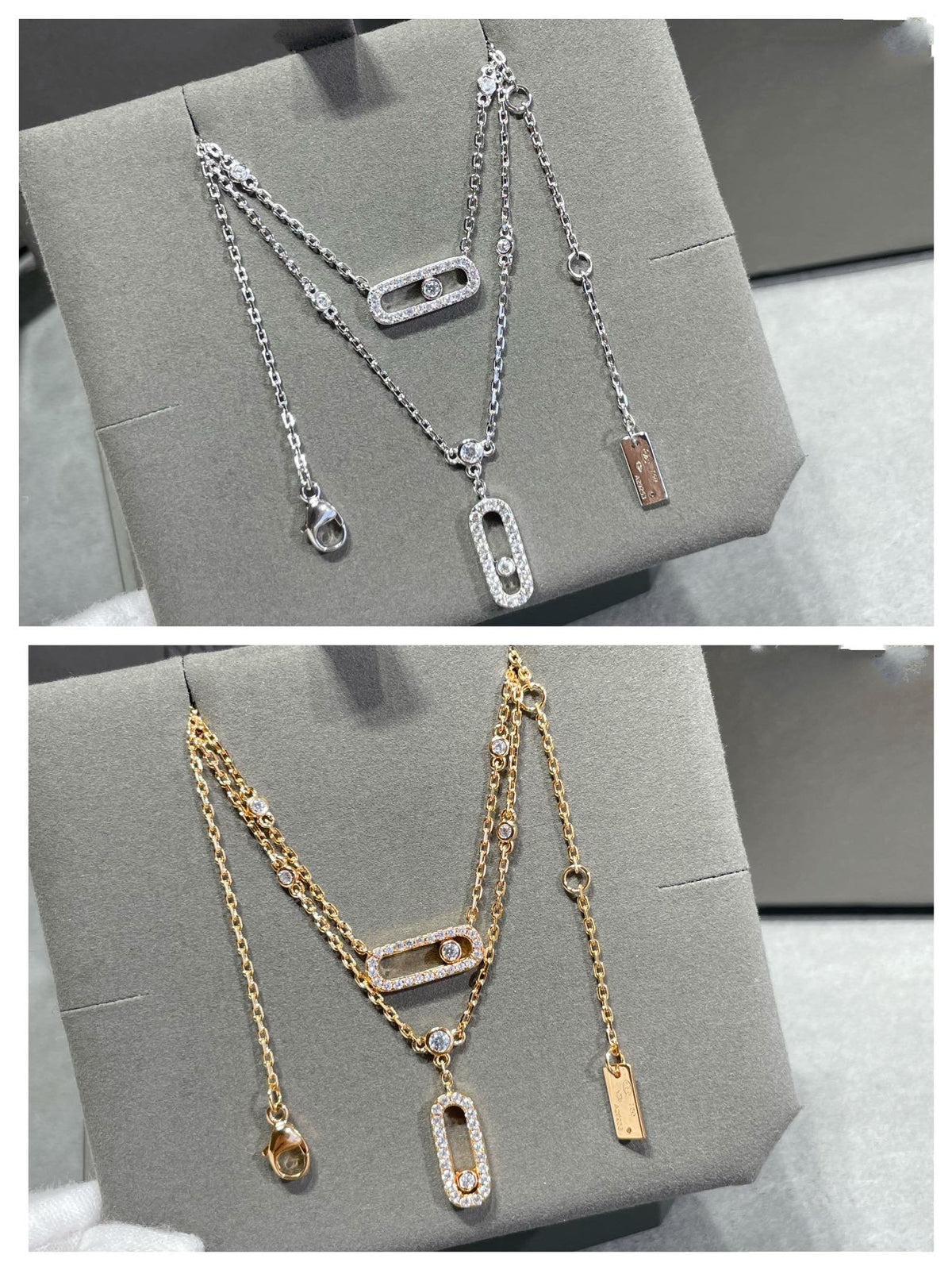 [⭐Spark]MOVE 2 ROW DIAMOND NECKLACE