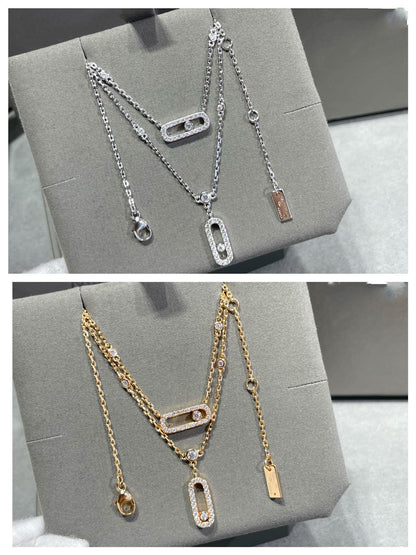 [⭐Spark]MOVE 2 ROW DIAMOND NECKLACE