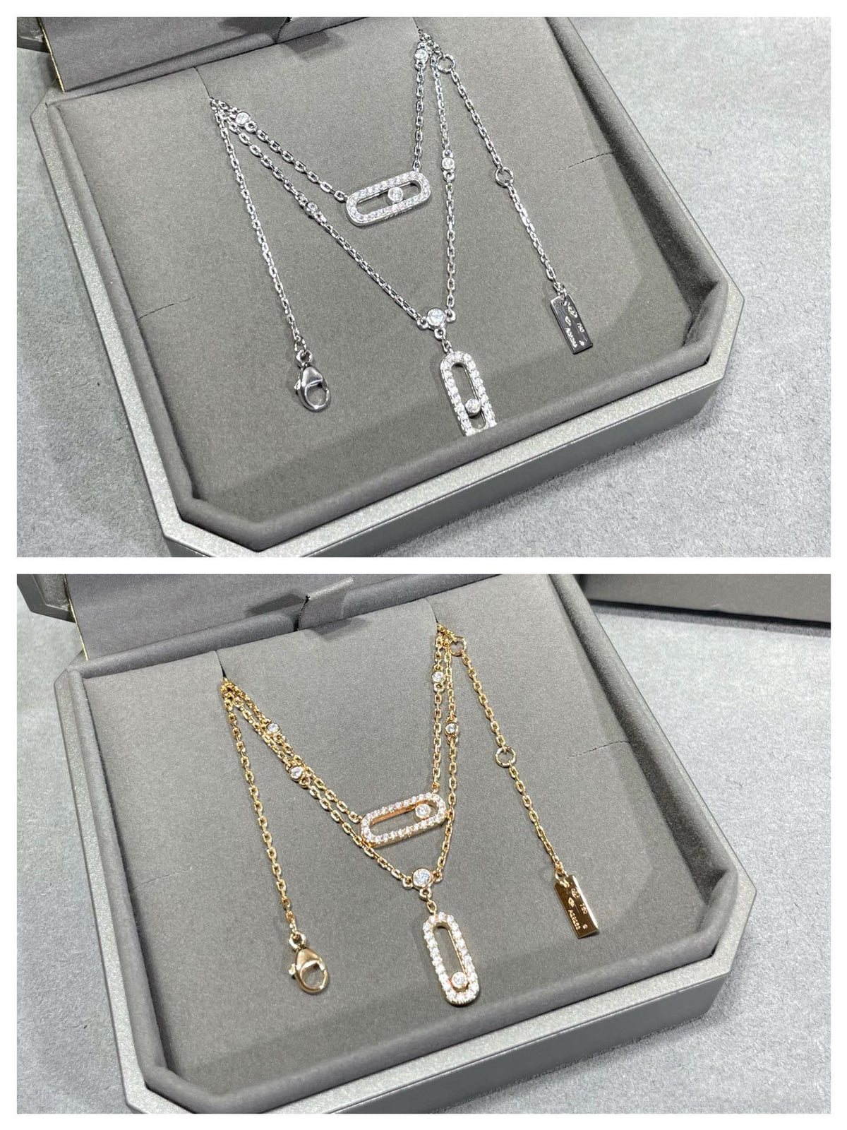 [⭐Spark]MOVE 2 ROW DIAMOND NECKLACE