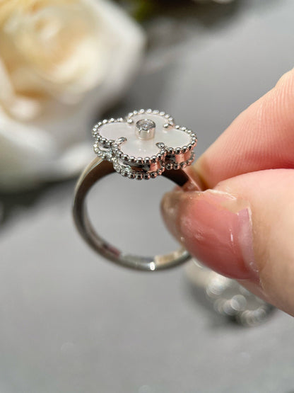 [⭐Spark]CLOVER SILVER MOP DIAMOND RING