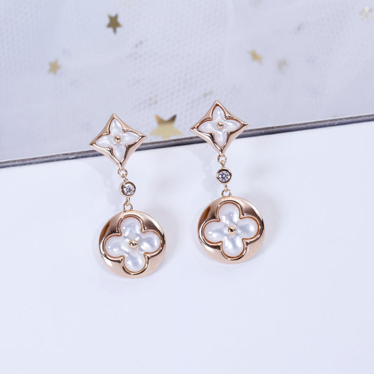 [⭐Spark]STAR AND SUN PINK GOLD MOP DROP EARRINGS