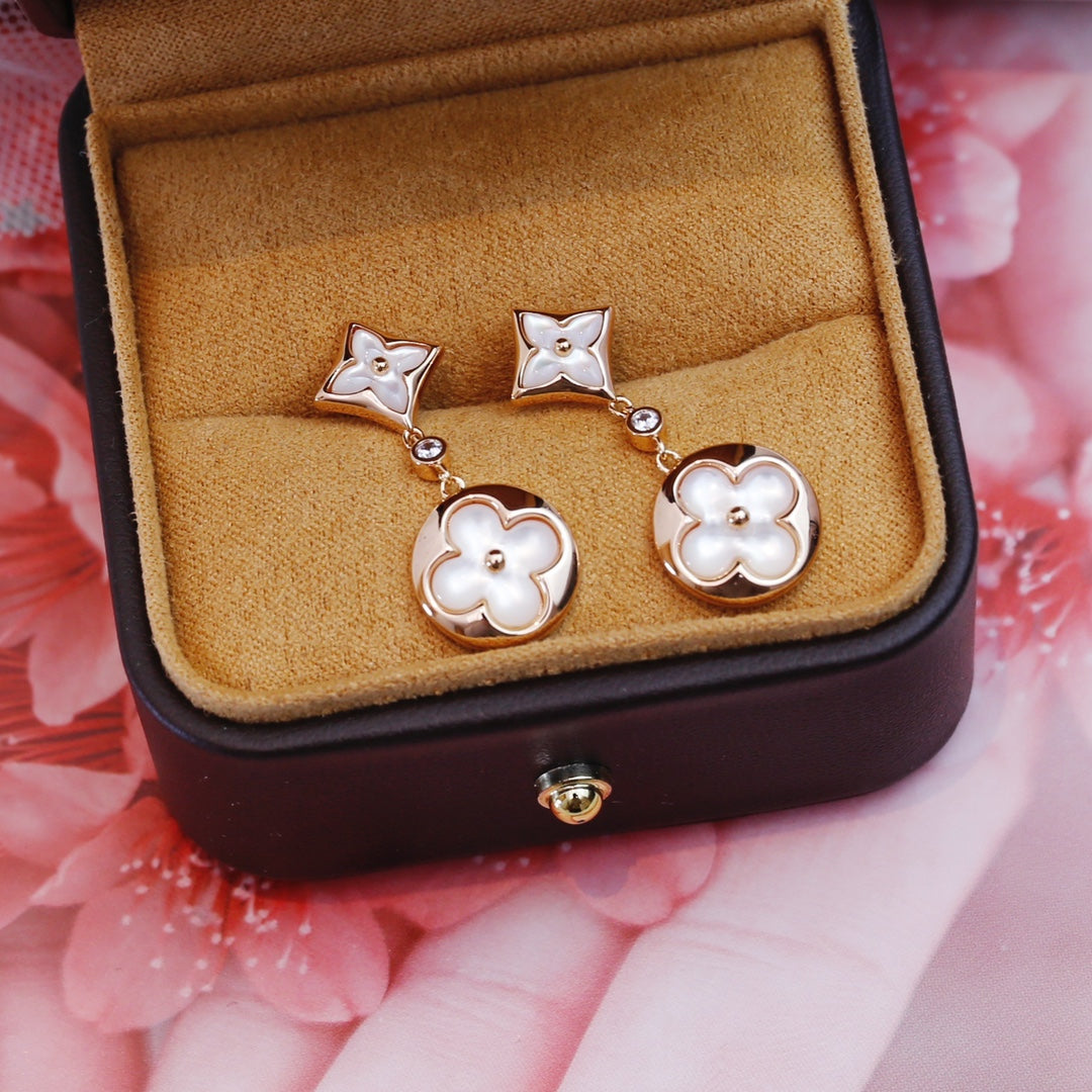 [⭐Spark]STAR AND SUN PINK GOLD MOP DROP EARRINGS