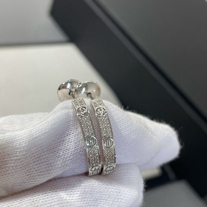 [⭐Spark]LOVE DIAMOND SILVER HOOP EARRINGS